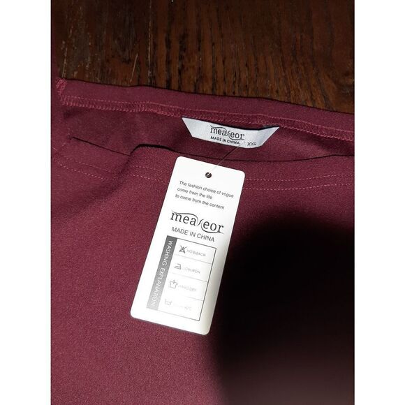 New XXL Burgandy Meaneor Long Sleeve Cold Shoulder Blouse Top Ruffle Bot… - Picture 4 of 4